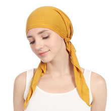 Load image into Gallery viewer, New Fashion Soft Cotton Solid Color Elastic Wrap Lightweight Scarf Hats Muslim Turban Elegant Bonnet Inner Hijab Hat Female Turbantes caps For Women
