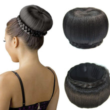 Load image into Gallery viewer, New Fashion Synthetic Fake Hair Bun And Bang Heat Resistant Braided Chignon Hair Piece Donut Ponytail Wig For Women Clip in Hair Extension For Volumized Hair Buns For Girls
