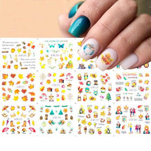 Load image into Gallery viewer, New Geometric Letter Nail Sticker Water Slider Winter Decal Christmas New Year Gift Nail Slider Temporary Tattoos Women Nail Art Stickers Water Transfer Decals Design Nail Art Supplies Manicure Acrylic Nail Foil Stencils Decorations
