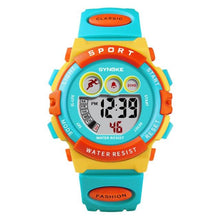 Load image into Gallery viewer, New Girls Boys Watch Waterproof 50M Electronic Watches Luminous Dial Fashion Sports Waterproof Casual Electronic Analog Quartz 7 Colorful Led Watches With Alarm Stopwatch Silicone Band Luminous Wristatches
