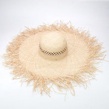 Load image into Gallery viewer, New Handmade Women Straw Sun Hats Large Wide Flat Top Wide Hat Beach Hat Lady Holiday Sun Protection Hat Girls Quality Natural Outdoor Sun Caps For Holiday Vintage Design Hat
