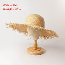 Load image into Gallery viewer, New Handmade Women Straw Sun Hats Large Wide Flat Top Wide Hat Beach Hat Lady Holiday Sun Protection Hat Girls Quality Natural Outdoor Sun Caps For Holiday Vintage Design Hat
