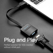 Load image into Gallery viewer, New HDMI To VGA Adapter Digital To Analog Video Audio Converter Cable Gold-Plated HDMI To VGA Adapter Black Design 1080p For Laptop TV Projector Gaming
