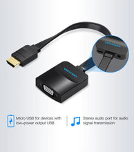 Load image into Gallery viewer, New HDMI To VGA Adapter Digital To Analog Video Audio Converter Cable Gold-Plated HDMI To VGA Adapter Black Design 1080p For Laptop TV Projector Gaming
