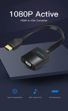 Load image into Gallery viewer, New HDMI To VGA Adapter Digital To Analog Video Audio Converter Cable Gold-Plated HDMI To VGA Adapter Black Design 1080p For Laptop TV Projector Gaming
