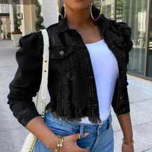 Load image into Gallery viewer, New Incredible Spring Women Sexy Ripped Denim Jackets Vintage Casual Short Jean Jacket Puff Sleeve Winter Female Coat Streetwear
