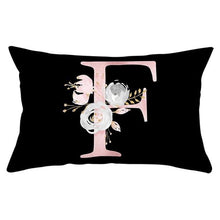 Load image into Gallery viewer, New Light Letter Flower Pillow Covers Alphabet Decorative Pillow Cases ABC Letter Flowers Cushion Covers Black Plush Pillow Case Super Soft Living Room Decorative Cushion Cover Elegant Soft Design 30x50cm
