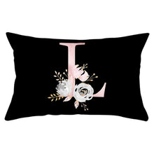 Load image into Gallery viewer, New Light Letter Flower Pillow Covers Alphabet Decorative Pillow Cases ABC Letter Flowers Cushion Covers Black Plush Pillow Case Super Soft Living Room Decorative Cushion Cover Elegant Soft Design 30x50cm
