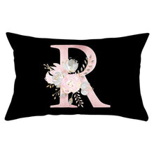 Load image into Gallery viewer, New Light Letter Flower Pillow Covers Alphabet Decorative Pillow Cases ABC Letter Flowers Cushion Covers Black Plush Pillow Case Super Soft Living Room Decorative Cushion Cover Elegant Soft Design 30x50cm
