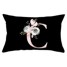 Load image into Gallery viewer, New Light Letter Flower Pillow Covers Alphabet Decorative Pillow Cases ABC Letter Flowers Cushion Covers Black Plush Pillow Case Super Soft Living Room Decorative Cushion Cover Elegant Soft Design 30x50cm
