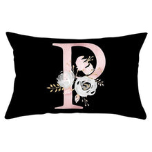 Load image into Gallery viewer, New Light Letter Flower Pillow Covers Alphabet Decorative Pillow Cases ABC Letter Flowers Cushion Covers Black Plush Pillow Case Super Soft Living Room Decorative Cushion Cover Elegant Soft Design 30x50cm
