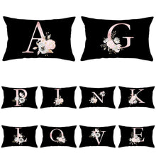 Load image into Gallery viewer, New Light Letter Flower Pillow Covers Alphabet Decorative Pillow Cases ABC Letter Flowers Cushion Covers Black Plush Pillow Case Super Soft Living Room Decorative Cushion Cover Elegant Soft Design 30x50cm
