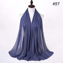 Load image into Gallery viewer, New Long Solid Colorful Soft Chiffon Hijab Elegant Scarf Wrap Lightweight Islamic Head Wear Escharpe Shawls Headband Stole Muslim Hijabs Wrap Headscarf Scarves Colors For Women
