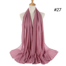 Load image into Gallery viewer, New Long Solid Colorful Soft Chiffon Hijab Elegant Scarf Wrap Lightweight Islamic Head Wear Escharpe Shawls Headband Stole Muslim Hijabs Wrap Headscarf Scarves Colors For Women
