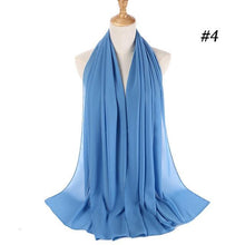 Load image into Gallery viewer, New Long Solid Colorful Soft Chiffon Hijab Elegant Scarf Wrap Lightweight Islamic Head Wear Escharpe Shawls Headband Stole Muslim Hijabs Wrap Headscarf Scarves Colors For Women

