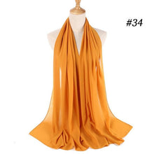 Load image into Gallery viewer, New Long Solid Colorful Soft Chiffon Hijab Elegant Scarf Wrap Lightweight Islamic Head Wear Escharpe Shawls Headband Stole Muslim Hijabs Wrap Headscarf Scarves Colors For Women
