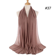 Load image into Gallery viewer, New Long Solid Colorful Soft Chiffon Hijab Elegant Scarf Wrap Lightweight Islamic Head Wear Escharpe Shawls Headband Stole Muslim Hijabs Wrap Headscarf Scarves Colors For Women
