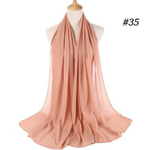 Load image into Gallery viewer, New Long Solid Colorful Soft Chiffon Hijab Elegant Scarf Wrap Lightweight Islamic Head Wear Escharpe Shawls Headband Stole Muslim Hijabs Wrap Headscarf Scarves Colors For Women
