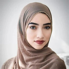 Load image into Gallery viewer, New Luxurious Gold Chiffon Head Scarf Solid Soft Long Muslim Scarves For Women Hijab Musulman Female Shawl and Wrap
