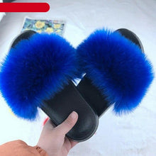 Load image into Gallery viewer, New Luxury Fluffy Slippers Indoor Warm Furry Fur Flip Flops Women Amazing Plush Slides Shoes Warm Comfortable Fuzzy Furry Slippers Indoor Cozy Memory Foam Anti-Slip Flip Flops
