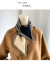Load image into Gallery viewer, New Luxury Winter Long Plaid Brand Knitted Lightweight Neckerchief Collar Scarf Elegant Escharpe Scarf Skinny Small Scarf Female Neckerchief Scarf For Women
