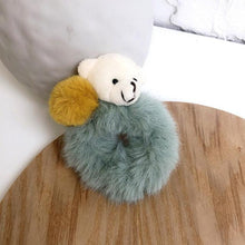 Load image into Gallery viewer, New Mink Fur Hair Rope Scrunchie Women Accessory Flurry Headband Hair Ties Elastic Fashion Hair Ring Women's Wristband Scrunchie Hairband Pom Pom Hair Tie Ring
