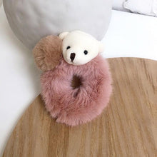 Load image into Gallery viewer, New Mink Fur Hair Rope Scrunchie Women Accessory Flurry Headband Hair Ties Elastic Fashion Hair Ring Women's Wristband Scrunchie Hairband Pom Pom Hair Tie Ring
