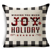 Load image into Gallery viewer, New Plaid Christmas Linen Pillowcase Xmas Series Cushion Cover Case Pillow Custom Square Pillowcase Cushion Cover Thrown Linen Pillowcase Christmas Gift 45X45CM
