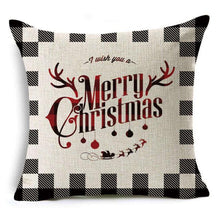 Load image into Gallery viewer, New Plaid Christmas Linen Pillowcase Xmas Series Cushion Cover Case Pillow Custom Square Pillowcase Cushion Cover Thrown Linen Pillowcase Christmas Gift 45X45CM

