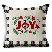 Load image into Gallery viewer, New Plaid Christmas Linen Pillowcase Xmas Series Cushion Cover Case Pillow Custom Square Pillowcase Cushion Cover Thrown Linen Pillowcase Christmas Gift 45X45CM
