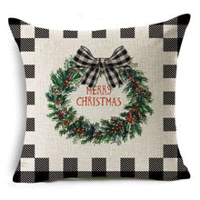Load image into Gallery viewer, New Plaid Christmas Linen Pillowcase Xmas Series Cushion Cover Case Pillow Custom Square Pillowcase Cushion Cover Thrown Linen Pillowcase Christmas Gift 45X45CM

