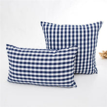 Load image into Gallery viewer, New Plaid Striped Polyester Cotton Cushion Cover Pillow Case Navy Blue Pillow Cover Cushion Cover Solid Navy Blue Striped Design Chair Sofa Home Decor Throw Pillow Cover
