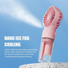 Load image into Gallery viewer, New Portable Handheld Fan USB Rechargeable Turbo Water-Cooled Spray Mini Fan 4 Gear Speed Air-conditioning Mute Fans Outdoor Handheld Misting Fan Rechargeable Mini Personal Fan Battery Operated for Travel

