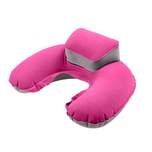 Load image into Gallery viewer, New Portable U Shape Air Inflatable Travel Pillow Support Flocking PVC Ultra Soft Comfort Neck Travel Pillow Neck Pillow for Airplane Travel Inflatable Neck Pillow for Airplane with 3D Contoured Eye Masks Adjustable Neck Support Pillow for Traveling
