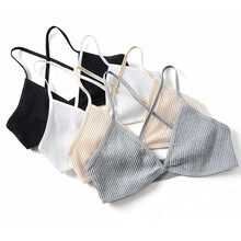 Load image into Gallery viewer, New Soft Comfortable Cotton Bras For Women Thin French Style Bras Deep V Triangle Cup Cross Beauty Back Bra Small size

