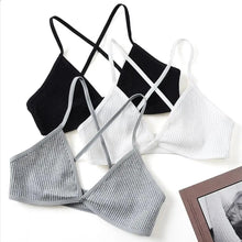 Load image into Gallery viewer, New Soft Comfortable Cotton Bras For Women Thin French Style Bras Deep V Triangle Cup Cross Beauty Back Bra Small size
