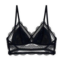 Load image into Gallery viewer, New Splendid French Style Lingerie Soft Bralette Deep V Lace Wireless Triangular Padded Cups Backless Bra
