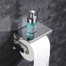 Load image into Gallery viewer, NEW Stainless Steel Toilet Paper Holder BathroomPaper Phone Holder Shelf Towel Roll shelf Accessories  Toilet Paper Holder with Phone Shelf Aluminum Bathroom Accessories Tissue Roll Dispenser Storage Rack Wall Mounted Modern Paper Towel Adapter
