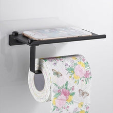 Load image into Gallery viewer, NEW Stainless Steel Toilet Paper Holder BathroomPaper Phone Holder Shelf Towel Roll shelf Accessories  Toilet Paper Holder with Phone Shelf Aluminum Bathroom Accessories Tissue Roll Dispenser Storage Rack Wall Mounted Modern Paper Towel Adapter
