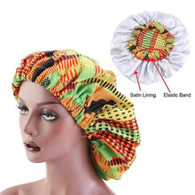 Load image into Gallery viewer, New Stunning Extra Large Satin Lined Bonnet Women Big Size Beauty Print Satin Silk Bonnet Sleep Night Cap Head Cover Bonnet Hat
