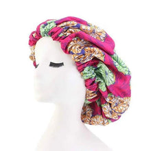 Load image into Gallery viewer, New Stunning Extra Large Satin Lined Bonnet Women Big Size Beauty Print Satin Silk Bonnet Sleep Night Cap Head Cover Bonnet Hat
