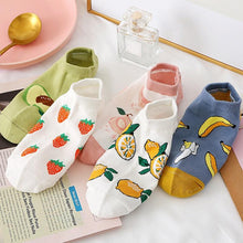 Load image into Gallery viewer, Solid Color Avocado Printed Socks Casual Joker Cotton Short Socks Ladies Fruit Print Concise College Style Breathable Cotton Short Socks For Men And Women
