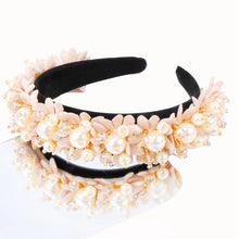 Load image into Gallery viewer, Flower Pearl Headbands Crystal Beads Embellishment Wide Hairbands Women Wedding Party Crown Tiara Gorgeous Hair Accessories For Women
