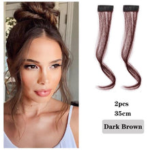 Load image into Gallery viewer, Hair Bangs Clip In Front Side Bangs Synthetic Fake Fringe Hair Extensions For Women Natural Hairpiece Natural Flat Neat Bangs With Temples For Women One Piece Hairpiece
