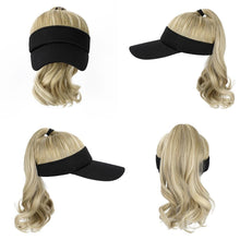 Load image into Gallery viewer, Ponytail Extension Cap hair Synthetic Wig Curly Wavy Wigs with Visor Hat hair Wigs for Women Hat Baseball Wigs For Black Women Cosplay Wigs For Women
