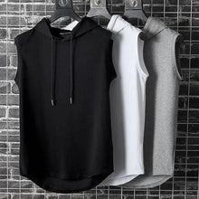 Load image into Gallery viewer, New Summer Men's Muscle Hoodie Vest Sleeveless Bodybuilding Gym Workout Fitness Shirt Summer Men's Running Vest Compression Tights Gym Tank Tops Quick Dry Sleeveless Sports Shirt Men Fitness Tanks
