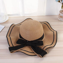 Load image into Gallery viewer, New Summer Women's Beach Hat Wide Side Female  Summer Women's Beach Hat Female Unique Luxury Bowknot Design Sun Hat Casual Hat Lady Classic Flat Straw Hat Women Fedora Hat Ideal Gift 54-58cm
