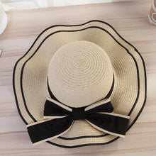 Load image into Gallery viewer, New Summer Women's Beach Hat Wide Side Female  Summer Women's Beach Hat Female Unique Luxury Bowknot Design Sun Hat Casual Hat Lady Classic Flat Straw Hat Women Fedora Hat Ideal Gift 54-58cm

