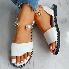 Load image into Gallery viewer, New Summer Women's Pearly Sandals Slippers Shoes Women Flats Sandals Flip Flop Casual Flat Slingback Pearl Sandals Fashion Beach Flip Flops Sandals Outdoor Slippers Round Toe Shoes
