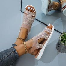 Load image into Gallery viewer, New Summer Women Sandals Shoes Blue Casual Woman Flats Buckle Strap Fashion Beach Shoe Modern Slide Square Open Toe One Band Cute Slip On Flat Dressy Casual Summer Sandals
